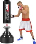 Max Strength Pedestal Free Standing boxing or kickboxing Large 6ft Punch Bag Martial Arts, MMA fitness equipment. Heavy Duty Target Stand Punch Bags Black (Black White, 6 FT)