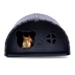 SparrowDaughter’s Leather Squirrel House for Outdoors, Garden, Backyard, Small Animals Habitat for Chinchilla Squirrel with Poles, Squirrel Nest & Feeder, Black