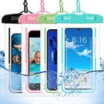 Consss 4 Pack Underwater Waterproof Phone Pouch, IPX8 Waterproof Phone Case with Lanyard, Multicolor Waterproof Case for iPhone 15 14 13 Pro Max Waterproof Phone Bag Must Haves for Hawaii Rowing Boat