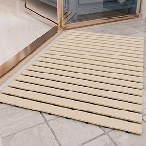 Shower-Mat Non Slip, PADOOR Heavy Duty Bathtub-Mat Curlable Quick Drain Sturdy Bath Tub Mat Without Suction Cups for Indoor Outdoor Use 16x35 Inch Beige