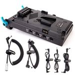 KOCACKOO V-Mount Lock Battery Plate Power Supply Splitter Adapter with 15mm Rod Clamp + BMPCC 4K and 6K Locking DC Cable for Blackmagic Pocket Cinema Camera 4K/6K.