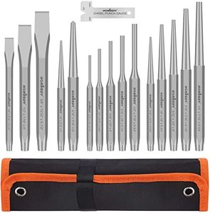 HORUSDY 16-Piece Punch and Chisel Set, Including Taper Punch, Cold Chisels, Pin Punch, Center Punch with Rolling Storage Pouch