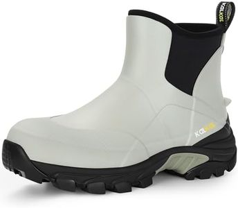 Kalkal Men's Rubber Boots Waterproof Ankle Rain Fishing Boots with Shock Absorption Sports Sole, Comfort Outdoor Mud Boots for Casual Yard Work (Seasalt Grey, Size9)