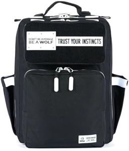 WOLFpak 15L Slim Tactical Gym Backpack - Durable 1000D Waterproof Oxford Material | Minimalist Daypack w/Laptop Pocket & Dual Cup Holders | Great for Travel & EDC | (Alpha Black White Accents)