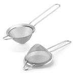 Cocktail Strainer, Herogo 2-Piece Stainless Steel Sieves and Strainers, Conical Strainer with Handle, Metal Fine Mesh Sieve for Filtering Cocktails, Tea, Juice, Coffee, Flour, Sugar – 3.5 Inches