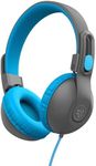 JLab JBuddies Studio 2 On-Ear Kids Wired Headphones, Grey/Blue, Toddler Headphones, Kid Safe, Studio Volume Safe, Volume Limiter, Folding, Adjustable, Noise Isolation, with Mic