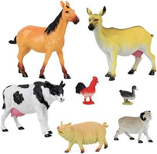 Click N' Play Jumbo Farm Animal Figurine Playset, Assorted 7Piece Realistically Designed Plastic Farm Animals for Kids & Toddlers