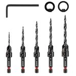 EZARC Countersink Drill Bit Set, 8 PCS Tapered Drill Bits Counter Sinker Set, 1/4" Hex Shank Quick Change for Woodworking, Pilot Screw Hole Set