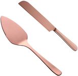 BISDA Wedding Cake Knife Server Set, 304 Stainless Steel Spatula Baking Tool Cake Shovel Butter Knives for Pie/Pizza/Cheese (Rose Gold)