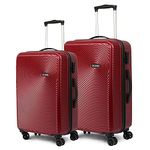 NOVEX Ivory Scratch Resistant Luggage Trolley Bag Pack Set of 2 with Number Lock | Red, 360° Smooth Rolling 4 Wheels | Polycarbonate Travel Roller Case, Hard Suitcase - Men & Women