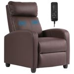 Ruesleag Massage Reclining for Adults Massage Recliner Chair for Living Room Recliner Sofa Winback Single Sofa Home Theater Seating w/Footrest Backrest Breathable Padded Reclining Easy Lounge,Brown