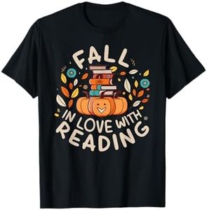 Fall In Love With Reading Book Autumn Pumpkins And Teachers T-Shirt