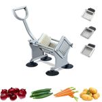 French Fry Cutter, Stainless Steel Potato Cutterr, Heavy Duty Potato Slicer for Sweet Potato, Carrot, Yam, Cucumbers with Suction Feet Complete Set, Includes 1/4", 3/8",1/2".