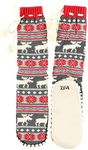 Moose Fair Isle Womens Mukluk Warm Winter Bootie Sock by LazyOne | Cabin Moccasin Socks for Ladies (L/XL)