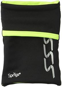 Sprigs Unisex Banjees 2 Pocket Wrist Wallet for Travel, Running, & Hiking, Black/Hiviz, One Size Fits Most