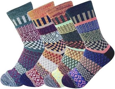 JOYCA & Co. 3-5 Pairs Womens Multicolor Fashion Warm Wool Cotton Thick Winter Crew Socks (Double Heart)