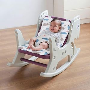 R for Rabbit Rock N Nap Baby Rocker | Kids Rocking Chair with Multifunctional 3 Adjustable Positions, Comfortable Soft and Removable Cushion for 1-3 Years Upto 25 Kgs Boys & Girls (Grey Purple)