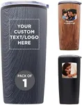 DISCOUNT PROMOS Custom Plastic Tumblers 20 oz. Set of 1, Personalized Bulk Pack - With lids, Ice Coffee Tumbler, To Go Cup, Insulated - Grey