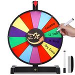 Bollmisde Spinning Prize Wheel Tabletop - 12 in Spinning Wheel with Heavy Duty Base, Spinning Wheel for Prizes with 14 Slots, Prize Wheel with Marker and Erase for Carnival Party Pub Fortune Game