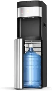 Euhomy Bottom Loading Water Cooler for 5 Gallons, 3 Temperature Settings-Cold/Hot/Warm, Child Safety Lock, Water Dispenser for Apartments, Schools, Companies, Black+Sliver