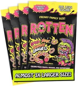Rotten Spicy Sour Gummy Cruncheez - Low Sugar, Low Calorie, 5g Gut-Friendly Prebiotic Fiber, Gluten Free Candy, No Artificial Dyes - 5.3 oz Share Pack [4 Pack]