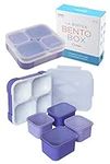 Bento Box Lunch Boxes for Adults, Portion Control Set for Women Kids Lunches, Snack Containers with Lids, Lunch-Box Snacks Container, Boys Girls School Travel, Leak-Proof Kit, BPA-Free 4 Cups Purple