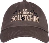 Ann Arbor T-shirt Co. I'd Rather be Squatchin' | Funny Official Gone Bigfoot Sasquatch Hunter Baseball Dad Hat Olive, Olive, One Size