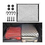 CGEAMDY Car Trunk Rear Cargo Net, Cargo Net Car Trunk Universal Storage with 4 Hooks Screws and Hanging Buckles, Adjustable Hight Elastic Car Trunk Rear Cargo Net for Automotive Van SUV Pickup