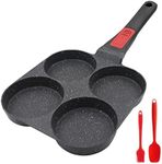 RANXINGST Nonstick Egg Frying Pan with Detachable Handle, Pancake Pan 4 Cups Fried Egg Pan Aluminium Alloy Cooker for Breakfast, Induction Compatible - Black