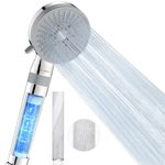 Luxear Shower Head Anti Limescale, 5 Modes Water Saving Showerhead, 2 Replaceable Filter for Hard Water, Universal Water Rainfall Handheld Shower, Self-Cleaning, Anti Clog, Chrome