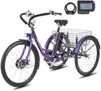 Viribus Electric Tricycle for Adults, 350W Electric Trike 7 Speed with 36V 13Ah Battery, 3 Wheel Electric Bikes for Adults 26 inch, E Trikes for Women Men Seniors, Ebike Trike 330 lb. Grape