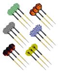 cikkue Steel Tip Darts, 18 Pack Premium Professional Dartboard Darts Metal Tip Set with 4 Extra Flights Flight Protectors Tools (6 Shapes Metal Darts)