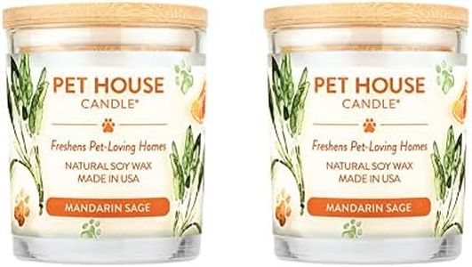 One Fur All Pet House Scented Candles, Long Lasting, Clean Burning, Pet Friendly Candles Mandarin Sage, 2 Pack