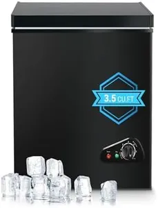Deep Freezer, 3.5 Cu.Ft Chest Freezer, Small Top Door Deep Freezer with 7 Adjustable Temperature and Removable Basket, Energy Saving for Home Kitchen Office Black