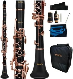 KAYATA B Flat Clarinet with Ebonite Body, Rose Gold Plated Keys Adjustable Thumb Rest with Unique Thin Ring. Deluxe Canvas Case with shoulder strap. (Rose Gold)