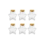 60ml Star Shaped Glass Favor Jars with Cork Lids,Glass Wish Bottles with Cork,Decorative Glass Bottle with Cork Stopper-(2 oz-6Pcs)