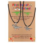 GBTBYS First Day of School Dinosaur Necklace Gifts Set for 2 Back to School Gifts Mother Daughter Matching Jewelry for Boys Girls