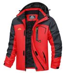 MAGCOMSEN Men's Snowboard Jacket Hooded Water Resistant Jackets for Men Fleece Lined Coat Cold Weather Ski Jackets Red XXL