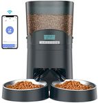 HoneyGuaridan 6.5L Automatic Cat Feeder, 2.4G Wi-Fi Smart Pet Feeder with APP Control, Desiccant Bag, Voice Recorder and Dual Power Supply, Up to 6 Meals Per Day for Cats & Small/Medium Dogs (Blue)
