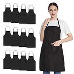 Hi loyaya Bib Black Aprons for Women Men Adult Chef with Pockets, 12 Pack Bulk Kitchen Aprons for Cooking Baking Painting (12, Black)