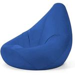 Bean Bag Bazaar High Back Recliner Chair, Blue, 87cm x 65cm, Large Living Room Gaming Bean Bags, Water Resistant Outdoor Lounger Beanbag