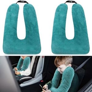 2 Pcs Travel Pillow Car Sleeping Kid Neck U Shaped for The Back Seat Adults Children Head and Body Support Long Distance Journey Accessories (Turquoise)