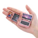 cobee 1:12 Mini Laptop Set,3pcs/set Mini Metal Laptop Tablet Smartphone Scene Simulation Accessories Dolls House Furniture Doll Accessories Play Set (Rose Gold)