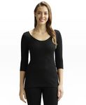 Jockey Snug Fit Low-Neck Thermal 3 Quarter Sleeved Top for Women 2503_Black_L