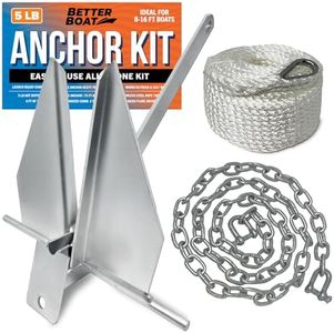 Heavy Boat Anchor Kit Fluke Anchor with Anchor Chain and Boat Anchor Rope Set for Including Boat Anchors for Different Size Boats Pontoon, Deck, Fishing, and Sail