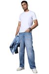 High Star Men's Wide Leg Fit Stretchable Jeans (HSMJNS2067_Blue_36)