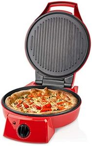 Ex-Pro 12" Electric Pizza Maker & Table Top Grill, Indoor Portable Pizza Oven with Non-Stick 12" Plates, 3 Heat Settings Max 230°C - Retro Red
