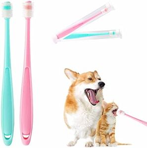 Lot de 2 brosses à dents pour petit chien et chat, 360 degrés en silicone souple pour animal domestique, hygiène bucco-dentaire, nettoyage en profondeur des dents pour animal domestique
