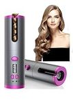 Automatic Curling Iron, Cordless Auto Curler Rechargeable Auto Curler with LCD Display Professional Ceramic Barrel Curling Wand Fast Heating Hair Curler