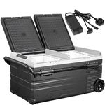 Dellonda 95L Portable Car Fridge, Freezer, 12/24/230V Dual Zone Compressor - DL135